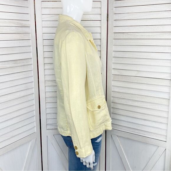 J. Crew Academy Washed Linen Blazer Jacket Yellow Medium - Picture 3 of 13